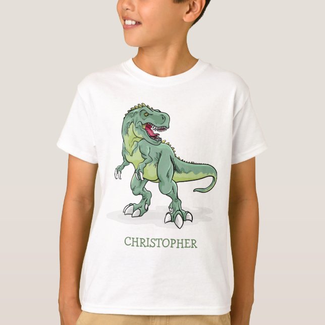 Personalized t-rex boy birthday gifts tyrannosaur T-Shirt (Front)