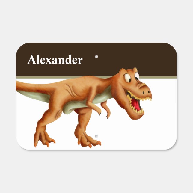 Personalized T-Rex Cartoon Bedroom Dinosaur Metal Sign (Front)