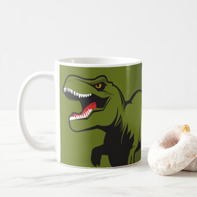 Personalized T-Rex Coffee Mug (With Donut)