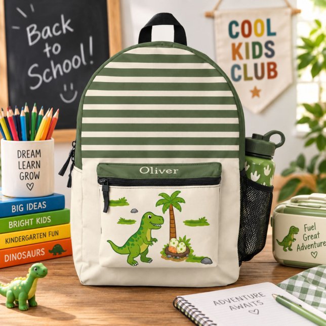 Personalized T-Rex Cute Dinosaur School Printed Backpack (Creator Uploaded)