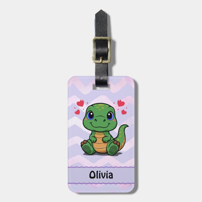 Personalized T-Rex Dinosaur Bag Tag (Front Vertical)
