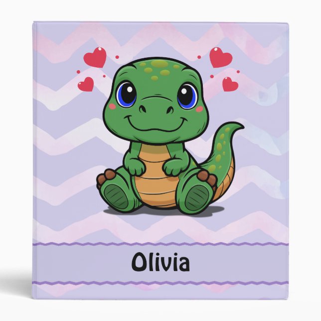 Personalized T-Rex Dinosaur Binder (Front)
