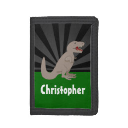 Personalized T-Rex Dinosaur Boys Tri-fold Wallet