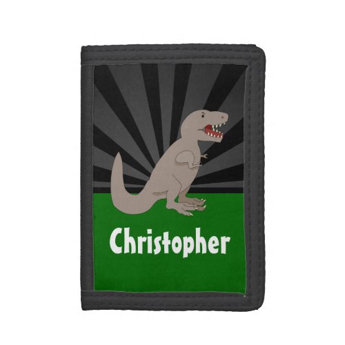 Personalized T_Rex Dinosaur Boys Tri_fold Wallet