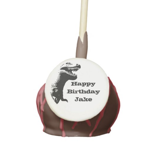 Personalized T-Rex Dinosaur Cake Pops (Front)