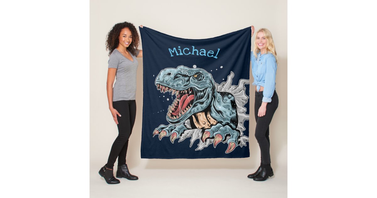 Personalized T-Rex dinosaur fleece blanket | Zazzle.com