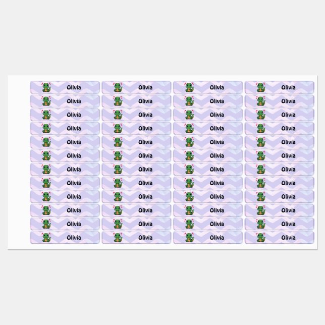 Personalized T-Rex Dinosaur Iron-On Name Labels (Sheet)