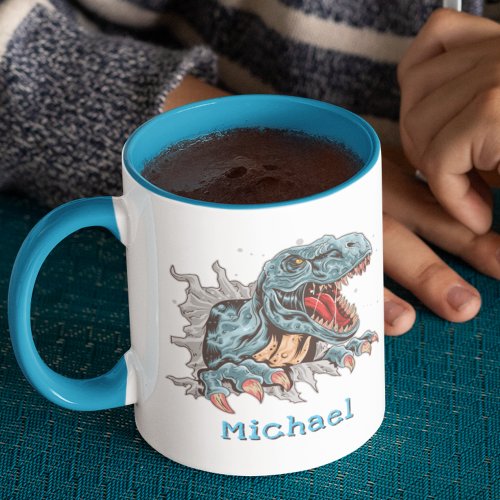 Personalized T_Rex dinosaur mug