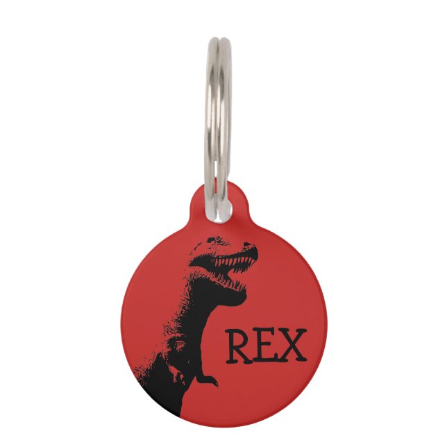 Personalized T-rex Pet ID Tag (Front)