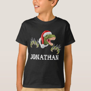 Personalized T-Rex Santa Claus Dinosaur T-Shirt