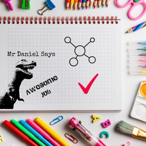 Personalized T_Rex Teachers Awesome Job Rubber Stamp