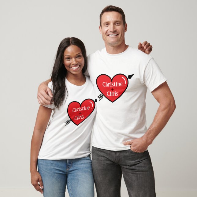 Personalized T-Shirt, Love Heart and Arrow T-Shirt (Unisex)