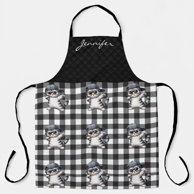 Personalized Tabby Cat All-Over Print Apron (Front)