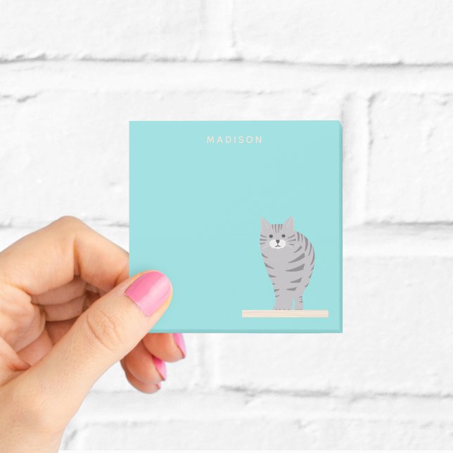 Personalized Tabby Cat Blue Sticky Notes (Creator Uploaded)