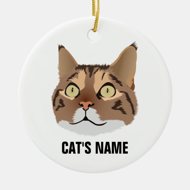 Personalized Tabby Cat Ceramic Ornament (Front)