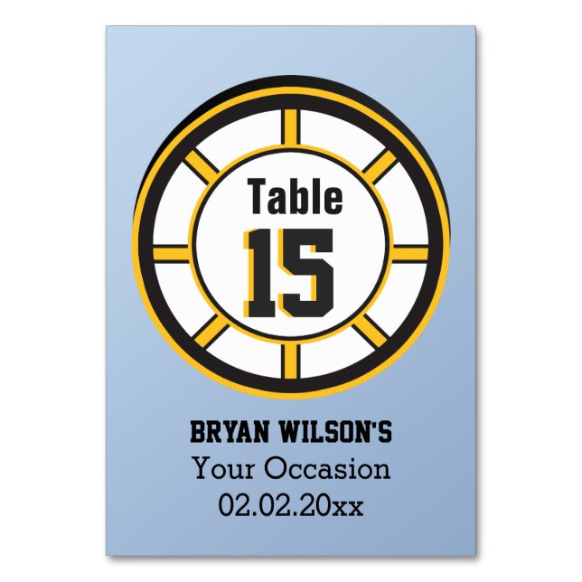Personalized table numbers ice hockey theme (Front)