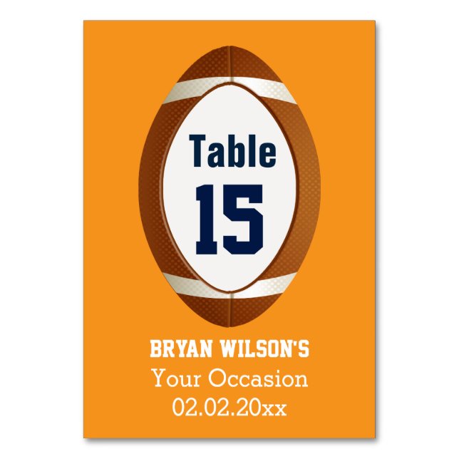 Personalized table numbers Sports Party football (Front)