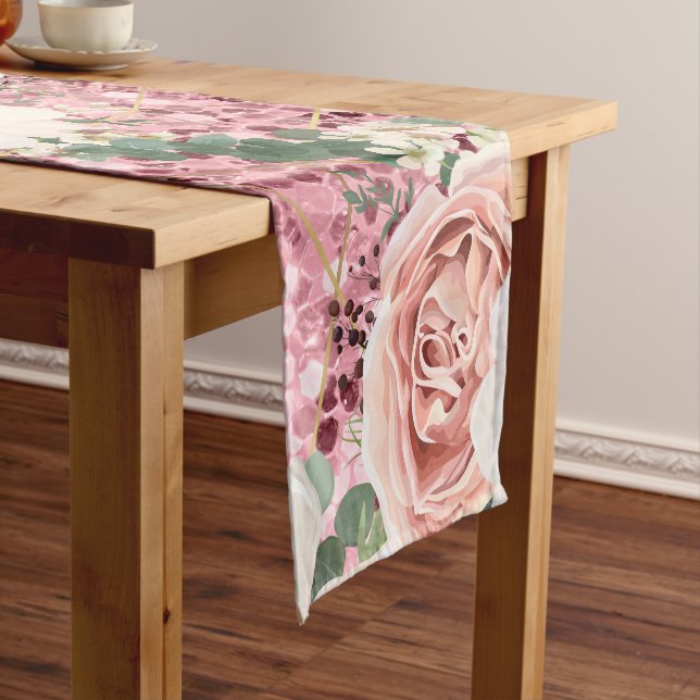 Personalized Table Runner Geometric Garden Rose (In Situ)