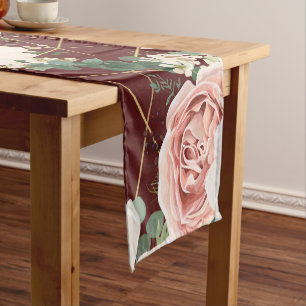 Personalized Table Runner Geometric Garden Wine