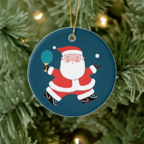 Personalized Table Tennis Holiday Gift Ceramic Ornament