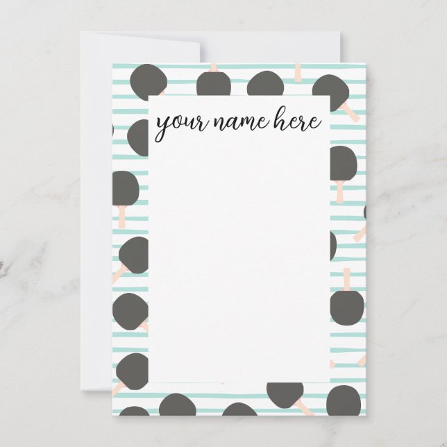 Personalized Table Tennis Notecards (Front)