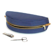Personalized Taco Dopp Kit – Navy & Tan (Laying)