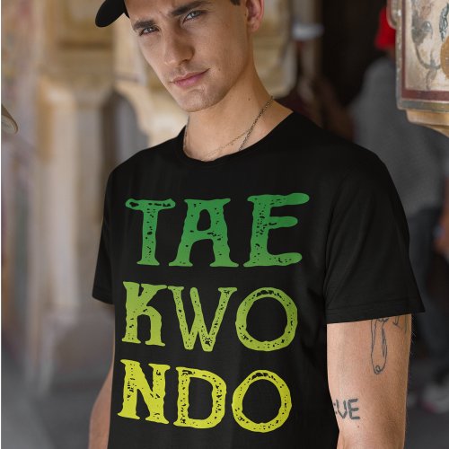 Personalized Taekwondo Retro Print Black T_Shirt