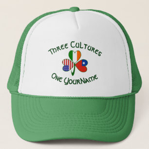 Personalized Taiwan China Ireland USA Shamrock Trucker Hat