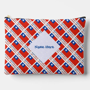 Personalized Taiwan ROC Tiled Ancestry Travel Accessory Pouch