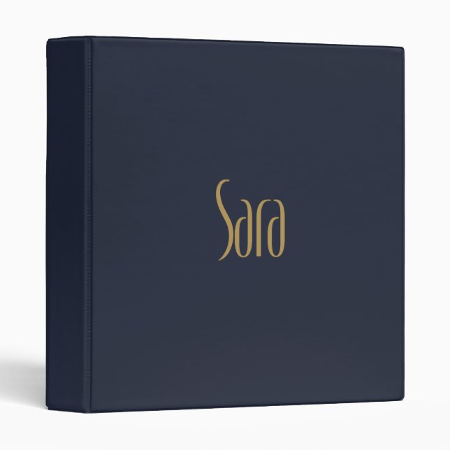 Personalized Tall Elegance Gold Sara 3 Ring Binder (Front/Spine)