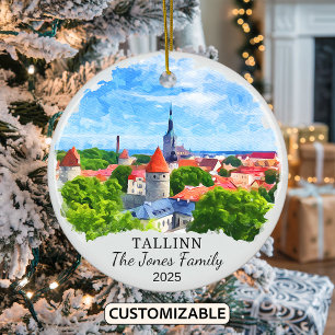 Personalized Tallinn Ornament, Estonia Ceramic Ornament
