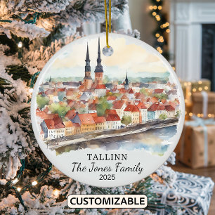 Personalized Tallinn Ornament, Estonia Gift Ceramic Ornament