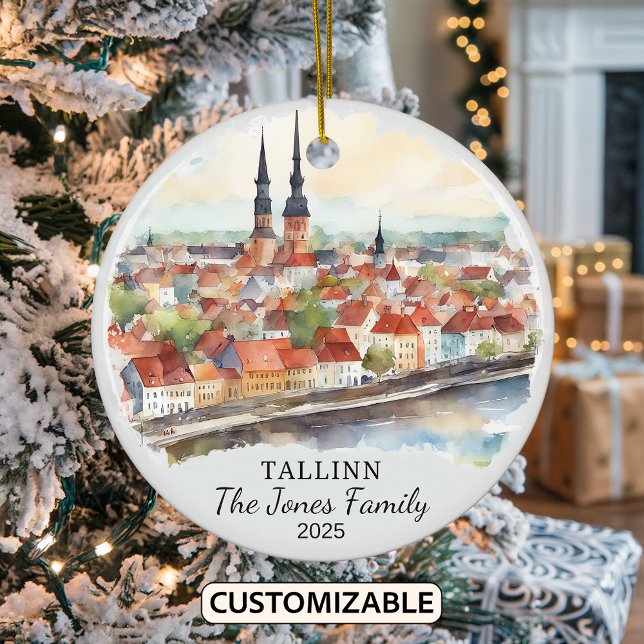 Personalized Tallinn Ornament, Estonia Gift Ceramic Ornament (Creator Uploaded)
