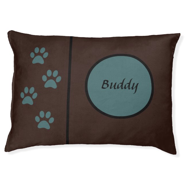 Personalized Tamarind & Jade Paw Print Dog Bed (Front)