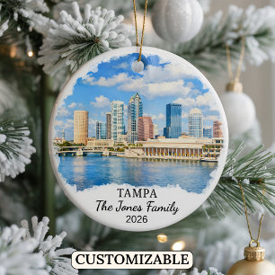 Personalized Tampa Ornament, Custom Florida Ceramic Ornament