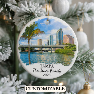 Personalized Tampa Ornament, Custom Florida Ceramic Ornament