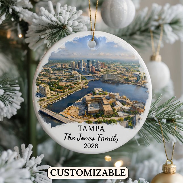 Personalized Tampa Ornament, Custom Florida Ceramic Ornament (Creator Uploaded)