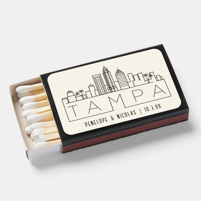 Personalized Tampa Wedding Favor Matchboxes (Front Open)