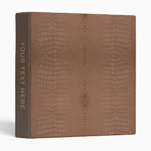 Personalized Tan Alligator Texture Print 3 Ring Binder