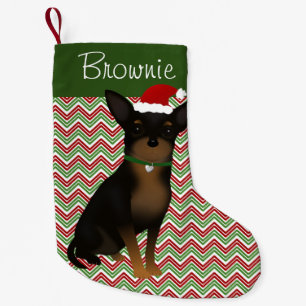 Personalized Tan & Black Chihuahua Small Christmas Stocking