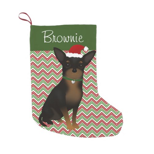Personalized Tan  Black Chihuahua Small Christmas Stocking