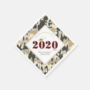 Personalized Tan Camouflage Pattern Graduation Napkins