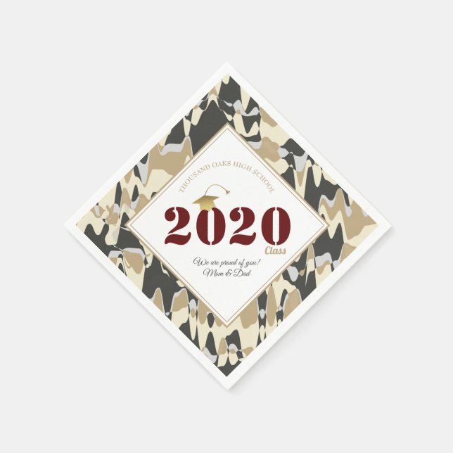Personalized Tan Camouflage Pattern Graduation Napkins (Corner)