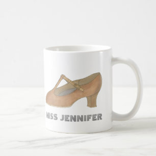 Personalized Tan Character Shoe Dance Teacher Gift Coffee Mug