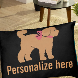 Personalized Tan Doodle Dog Black Background Pet Bed