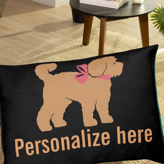 Personalized Tan Doodle Dog Black Background Pet Bed (For a special fur baby!)