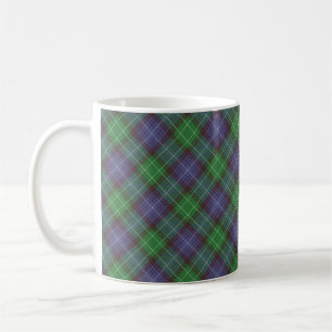 Personalized Tan Doodle Dog Blue Green Plaid Coffee Mug