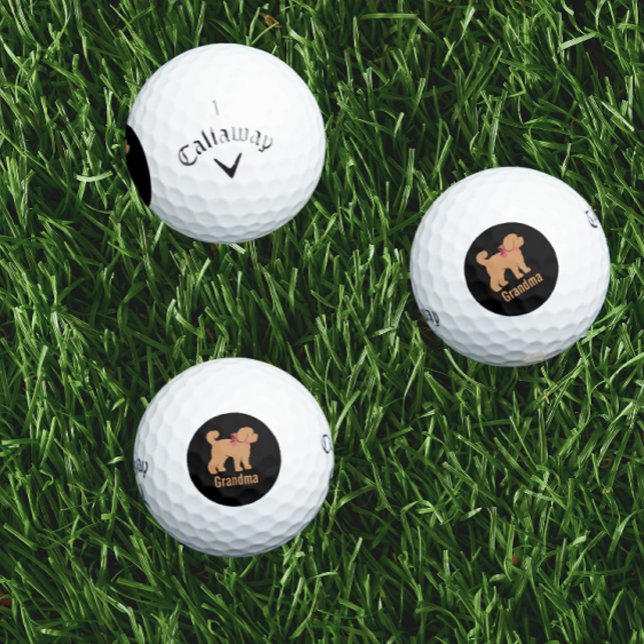 Personalized Tan Doodle Dog on Black Golf Balls (Personalized golf balls!)