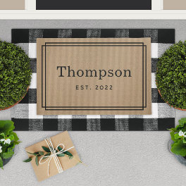 Personalized Tan Family Last Name Monogram Doormat