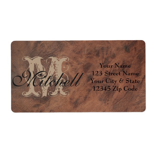 Personalized Tan Leather Shipping address labels (Front)